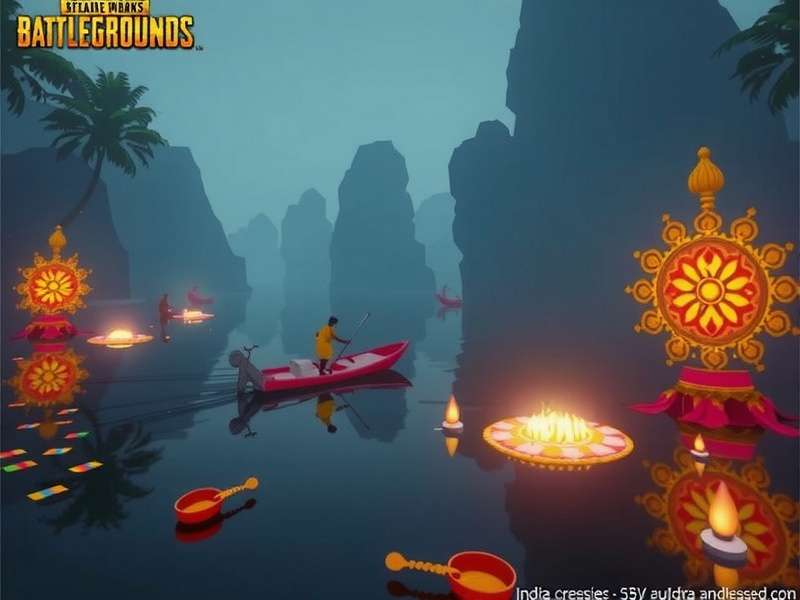 India PUBG Titans - Onam Special Event India PUBG Titans Onam Event showing boat race in Backwater Brawl map with pookalam decorations