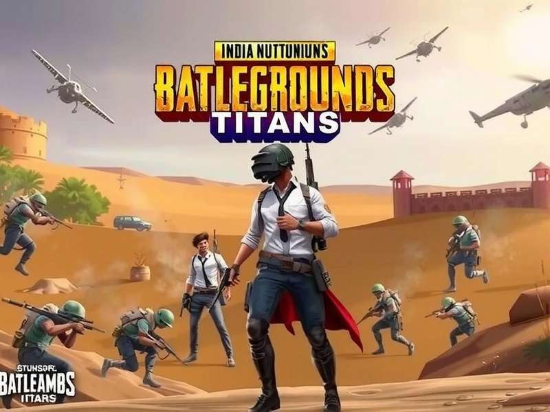 India PUBG Titans Official Cover Art India PUBG Titans Cover Image featuring Indian soldiers in a battle on a desert map with forts