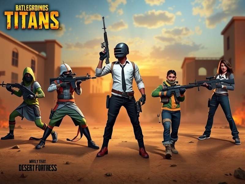 India PUBG Titans - Pro Player Victory India PUBG Titans Pro Player Screenshot showing a squad in Desert Fortress with rare weapons and victory pose
